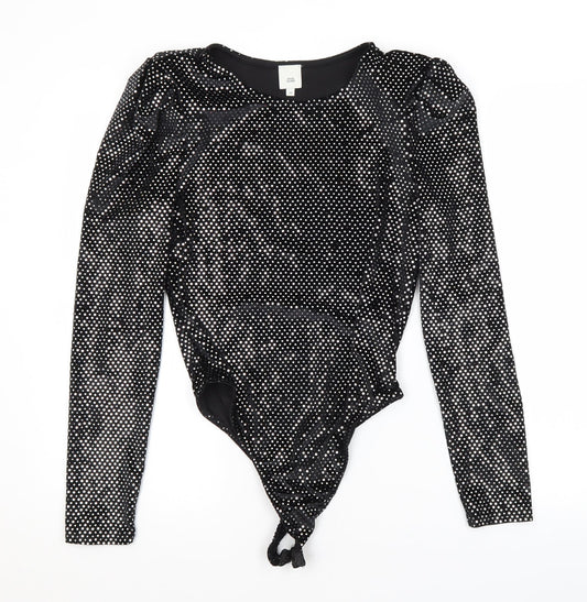 Womens UK Size 10 River Island One-Piece Black Unitard