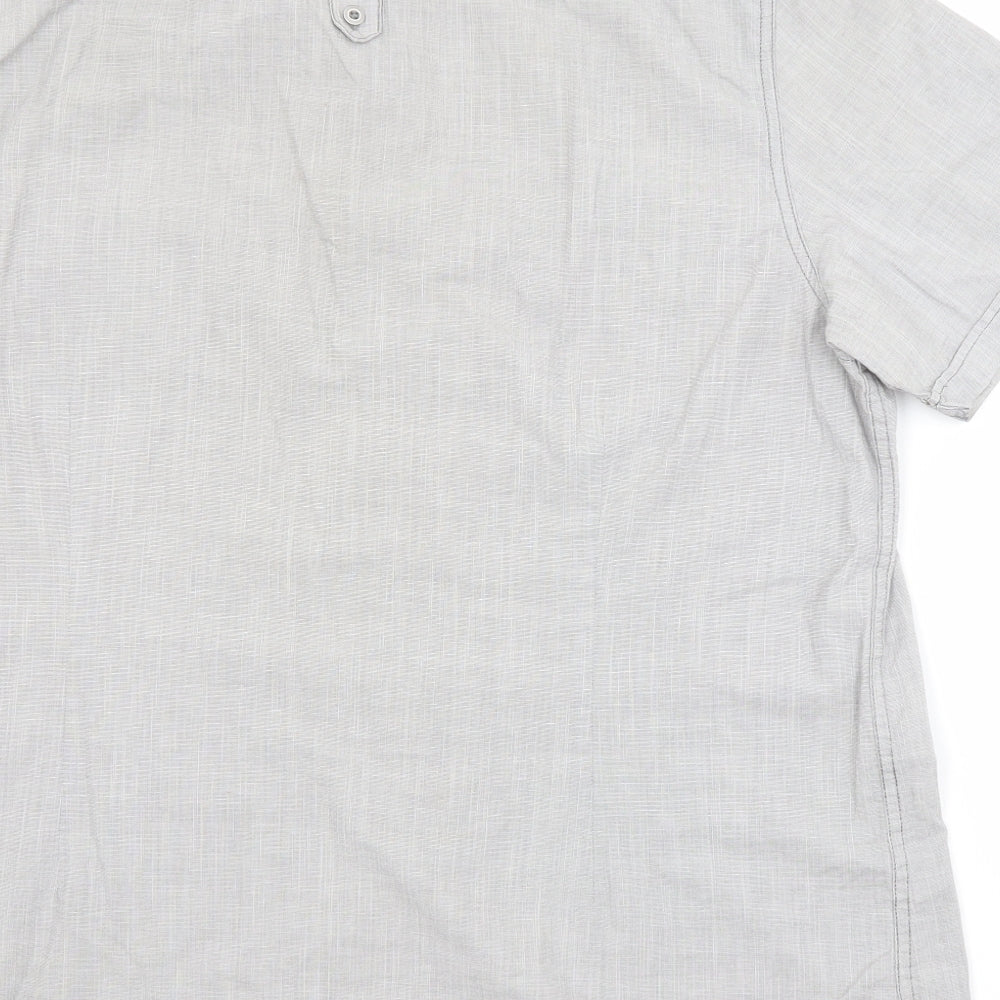Mens UK Size XL Burton Grey Button-Up Short Sleeve Casual Shirt