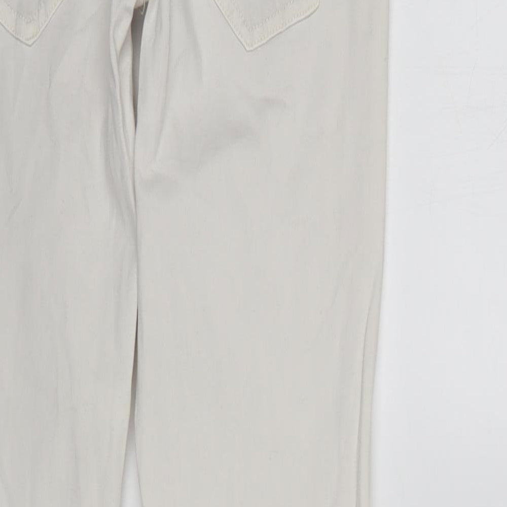 Womens UK Size S Preworn Regular Fit Tapered White Jeans