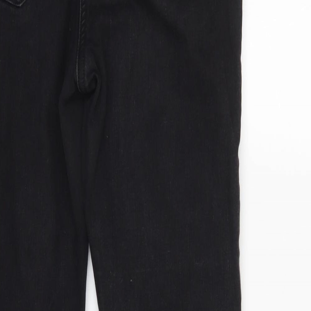 Brand and care label for Next women’s black skinny jeans, size UK 12, 28-inch leg