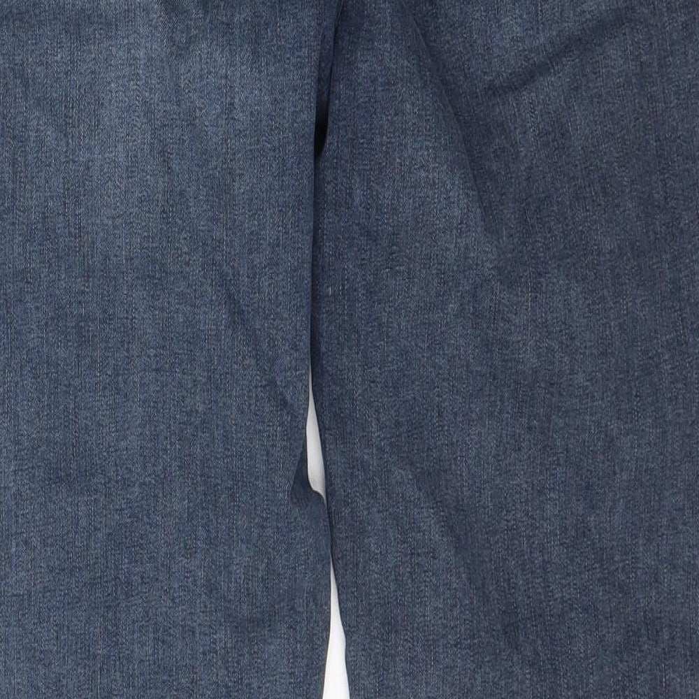 Brand and care label for Denim Co. women’s blue denim skinny jeans, size UK 14, 28-inch leg