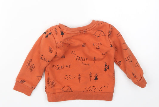 Primark Boys Orange Geometric Pullover Jumper Size 9-12 Months