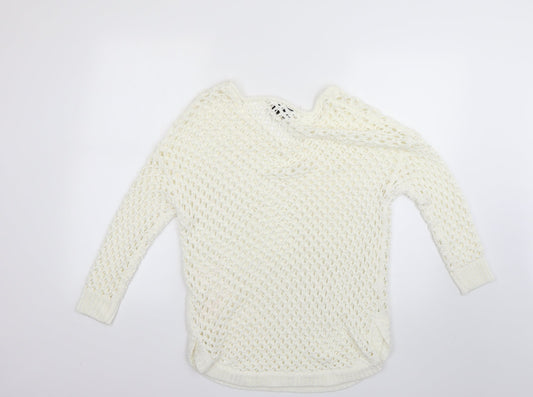 Womens UK Size M Papaya White Pullover Jumper