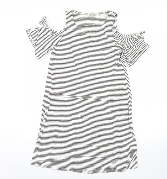 Additional front view of F&F women’s white striped mini, size UK 10