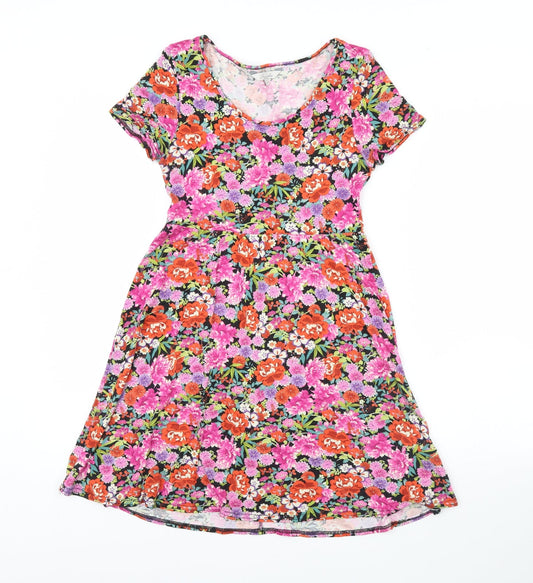 Additional front view of Peacocks women’s multicoloured floral mini, size UK 8