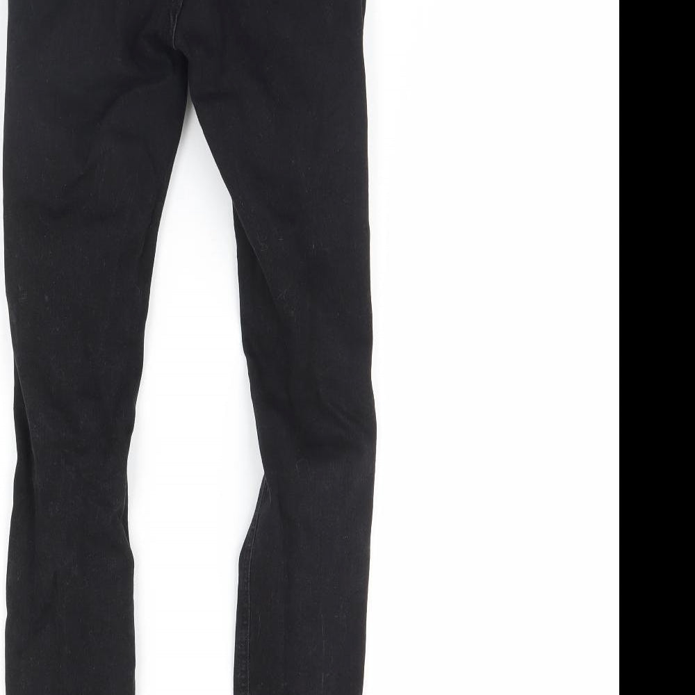 Brand and care label for Denim & Co. women’s black denim skinny jeans, size UK 6, 28-inch leg