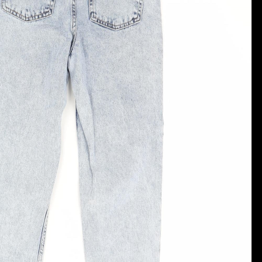 Brand and care label for Denim & Co. women’s blue denim straight jeans, size UK 6, 28-inch leg