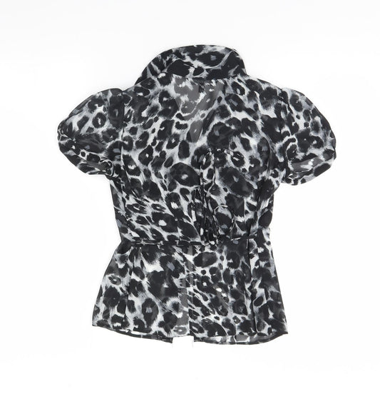 Debenhams Womens Blue Animal Print Basic Button-Up Size 6