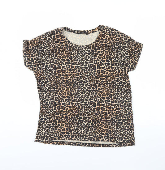 Only Womens Brown Animal Print Basic Blouse Size 10