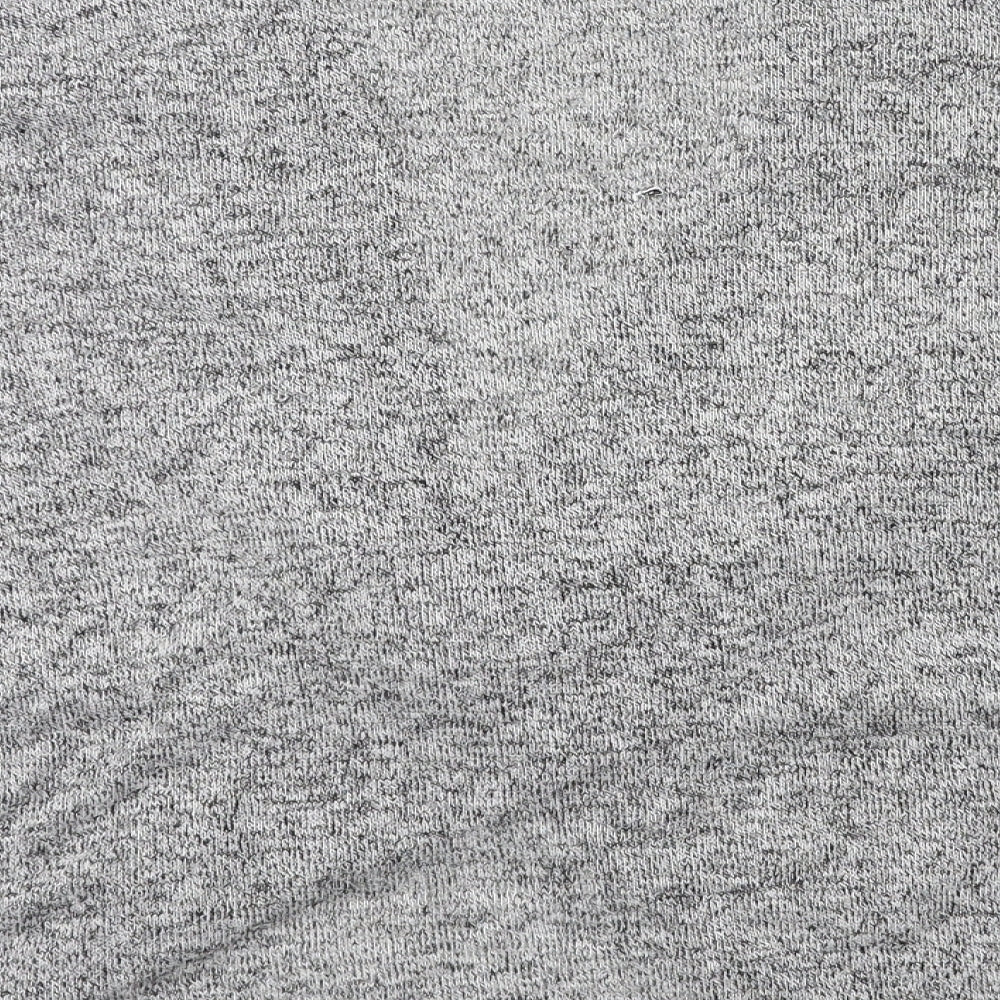 Brand and care label for AX Paris women’s grey knit basic blouse, size M, - knot detail