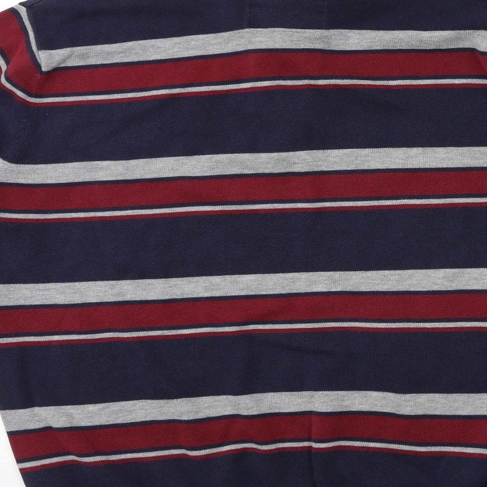 Atlantic Bay Mens Blue Striped Knit Pullover Jumper Size M