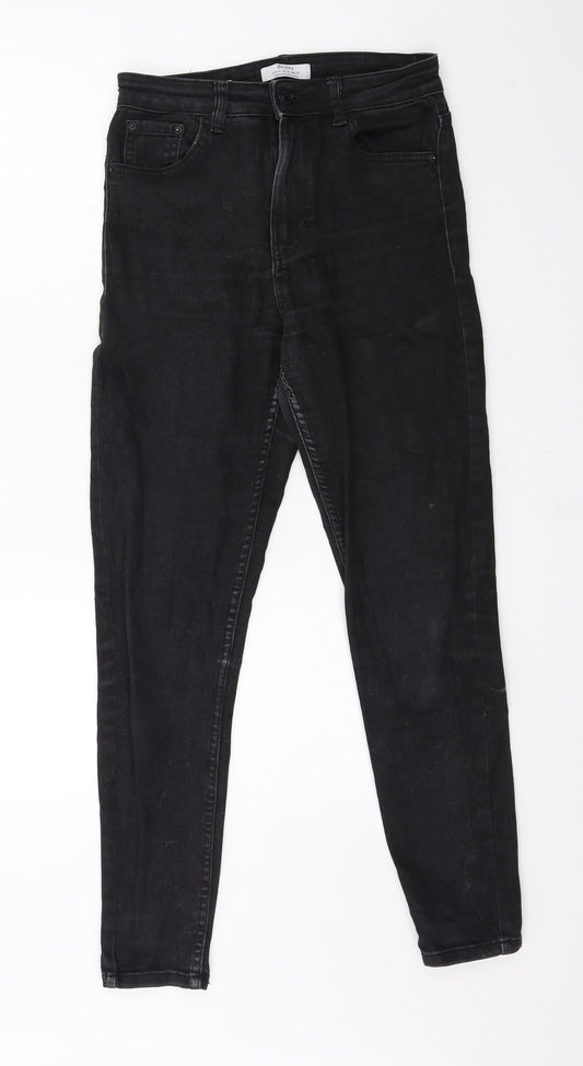 Womens UK Size 8 Bershka Regular Fit Skinny Black Jeans