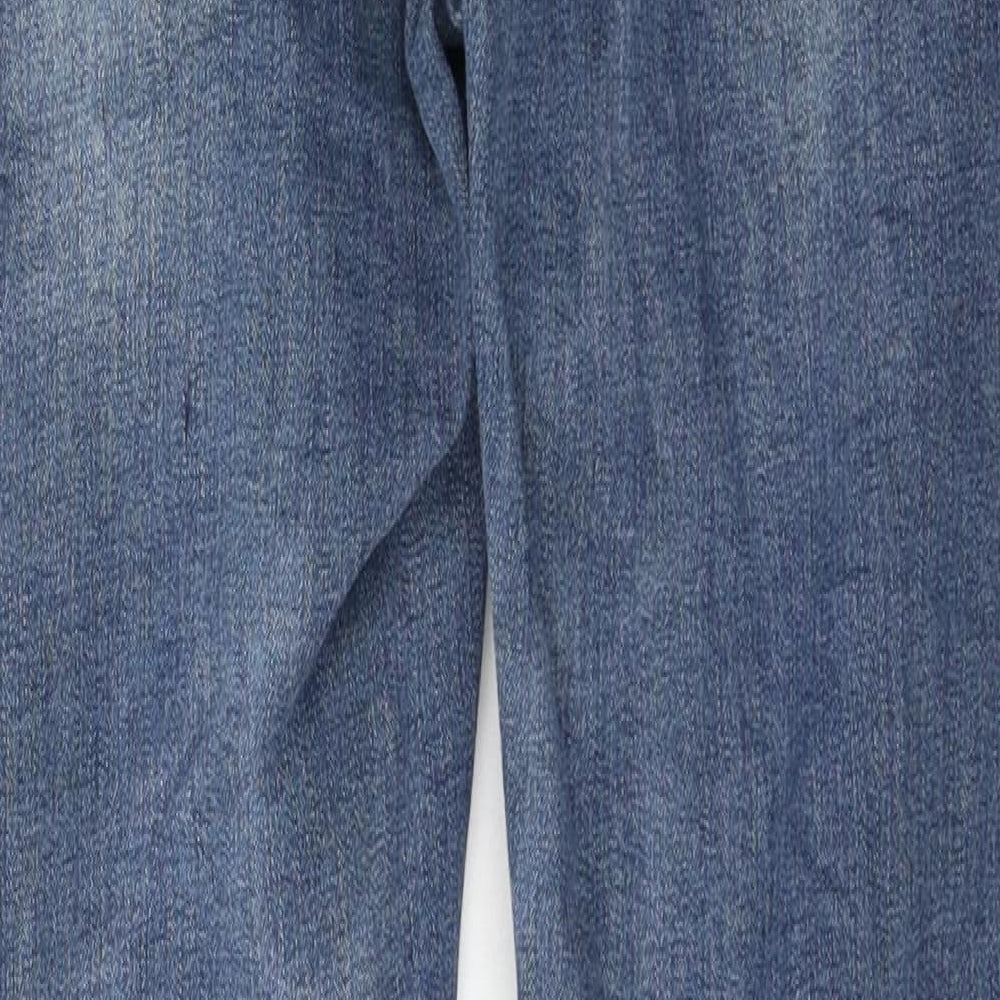 Brand and care label for Missguided women’s blue denim skinny jeans, size UK 10, 30-inch leg
