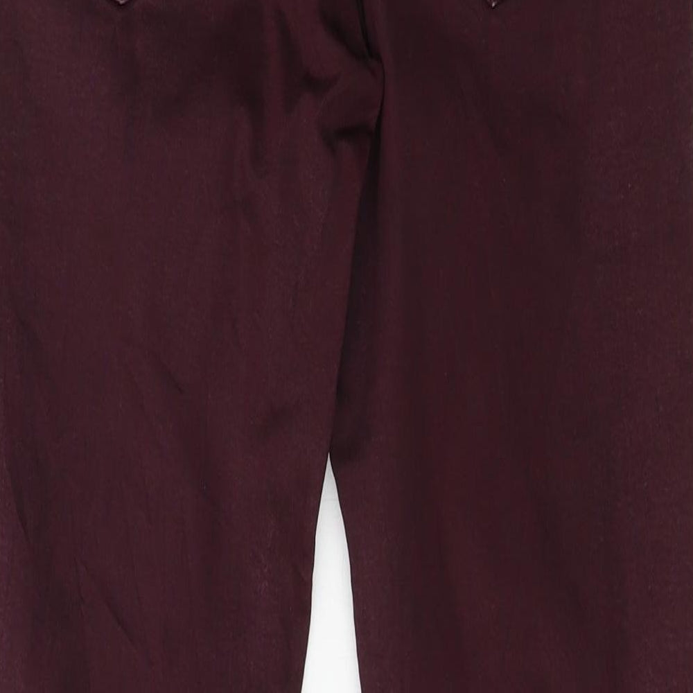 Brand and care label for Zara women’s purple denim skinny jeans, size UK 30, in, 25-inch leg