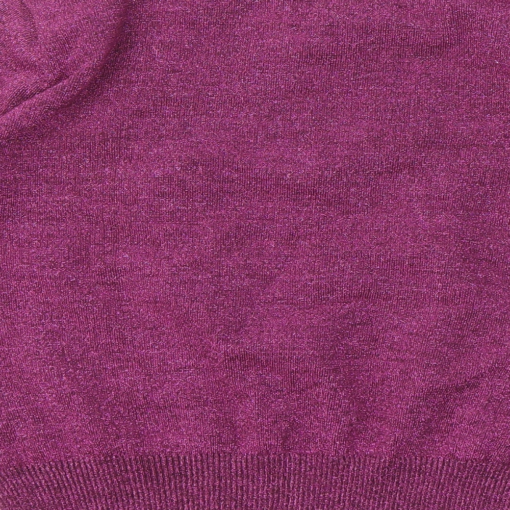Brand and care label for JOAMIE women’s purple jumper, size M