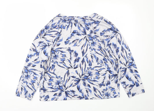 Nutmeg Womens Grey Floral  Pullover Jumper Size 12