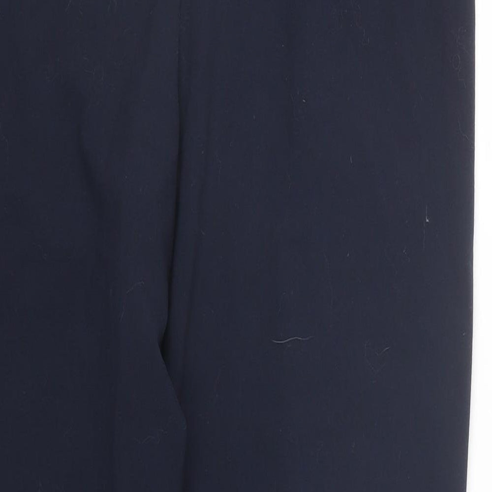 Brand and care label for Autonomy women’s blue trousers, size UK 12, 23-inch leg