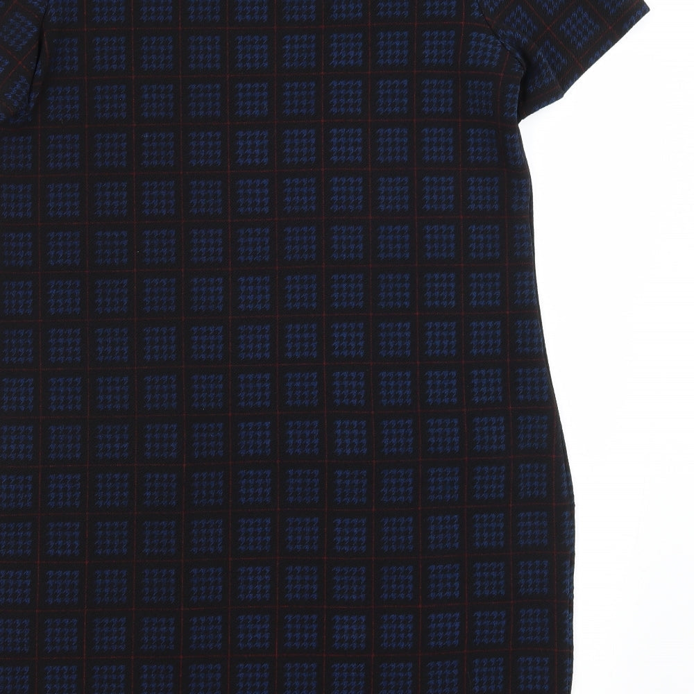 Brand and care label for Peacocks women’s black houndstooth pencil dress, size UK 12