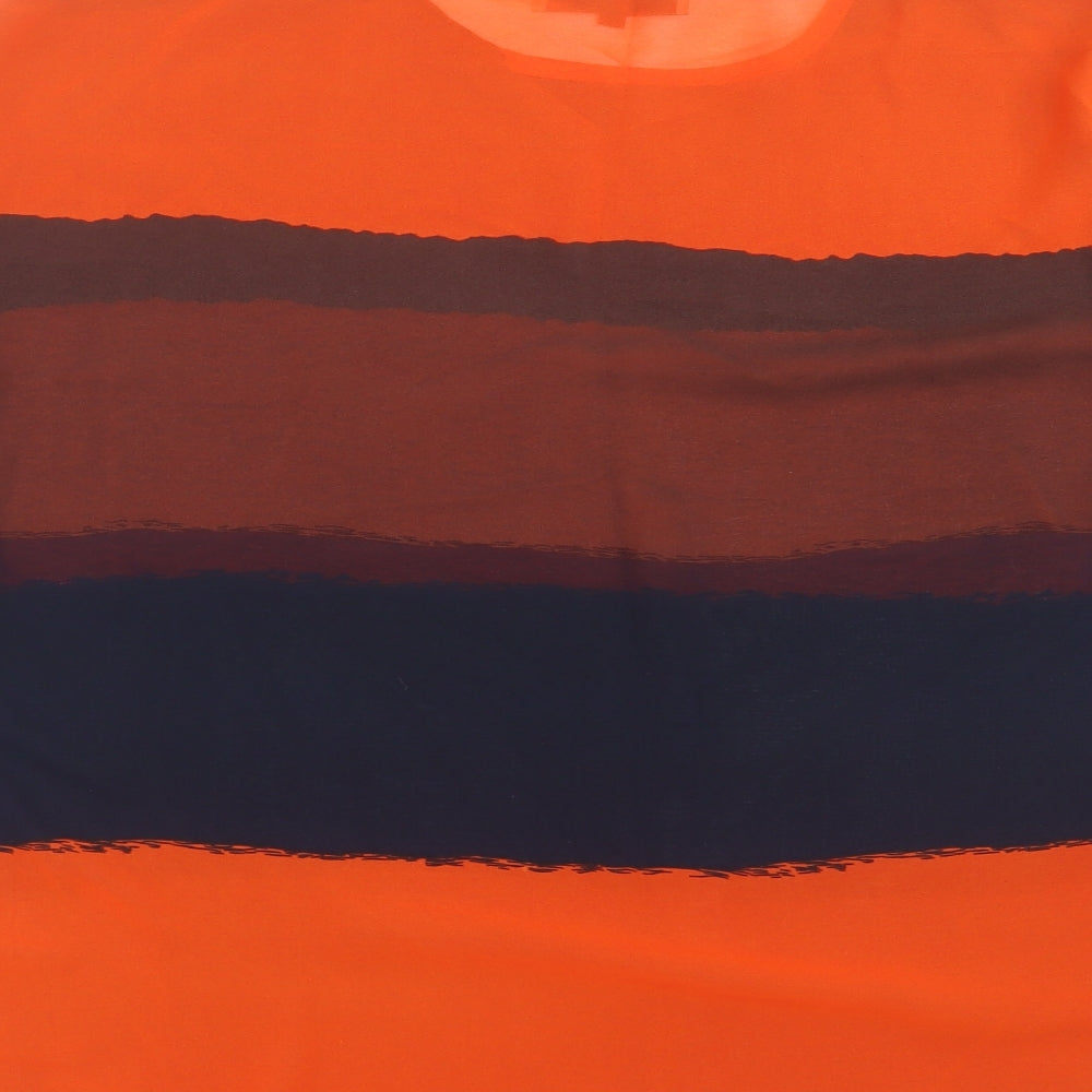 DJT Womens Orange Striped Basic Blouse Size M