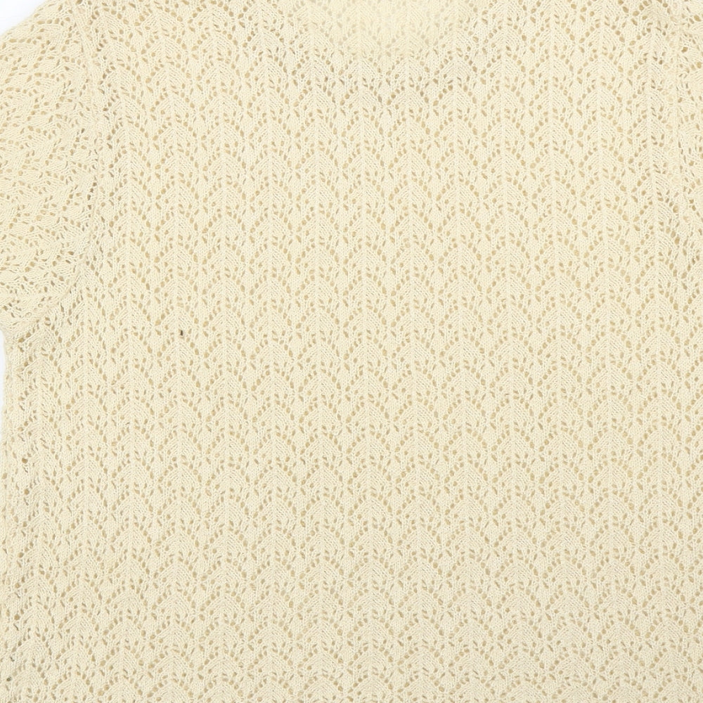 Womens UK Size L Preworn Beige Basic T-Shirt