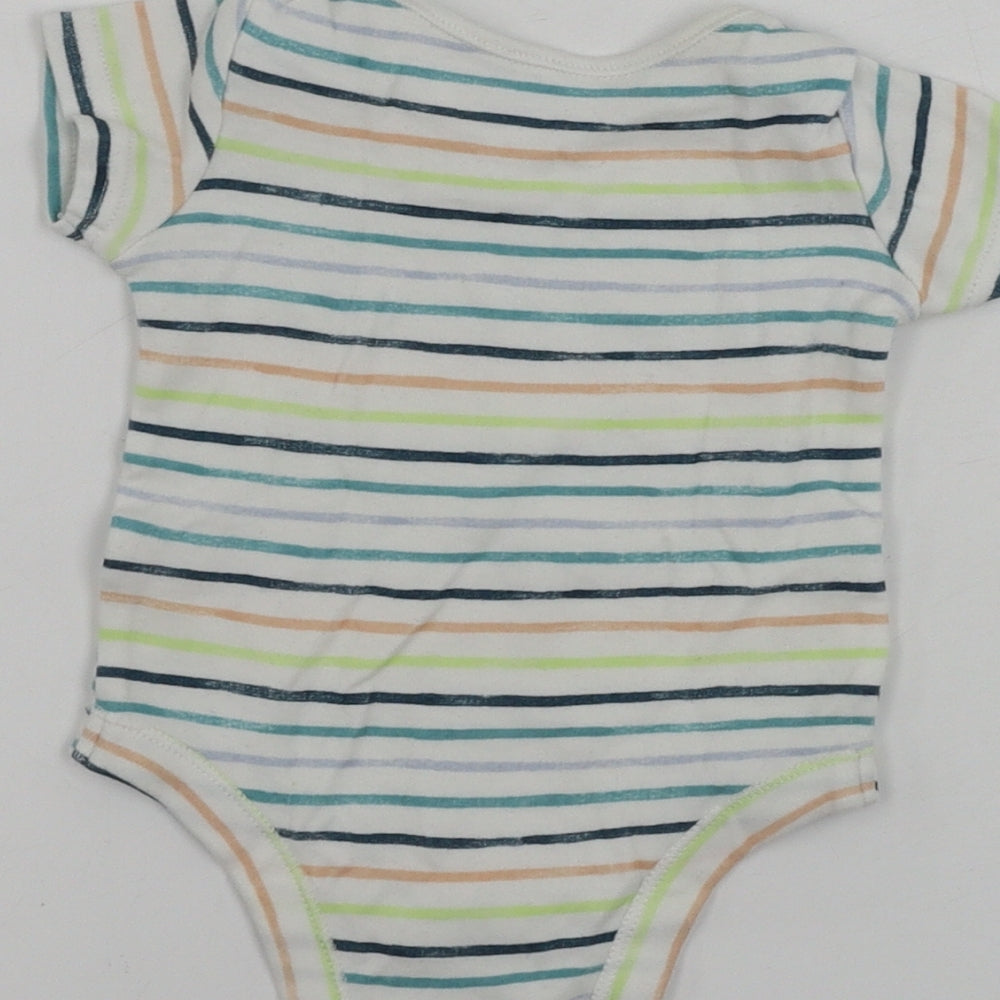 TU Boys White Striped Babygrow One-Piece Size Newborn