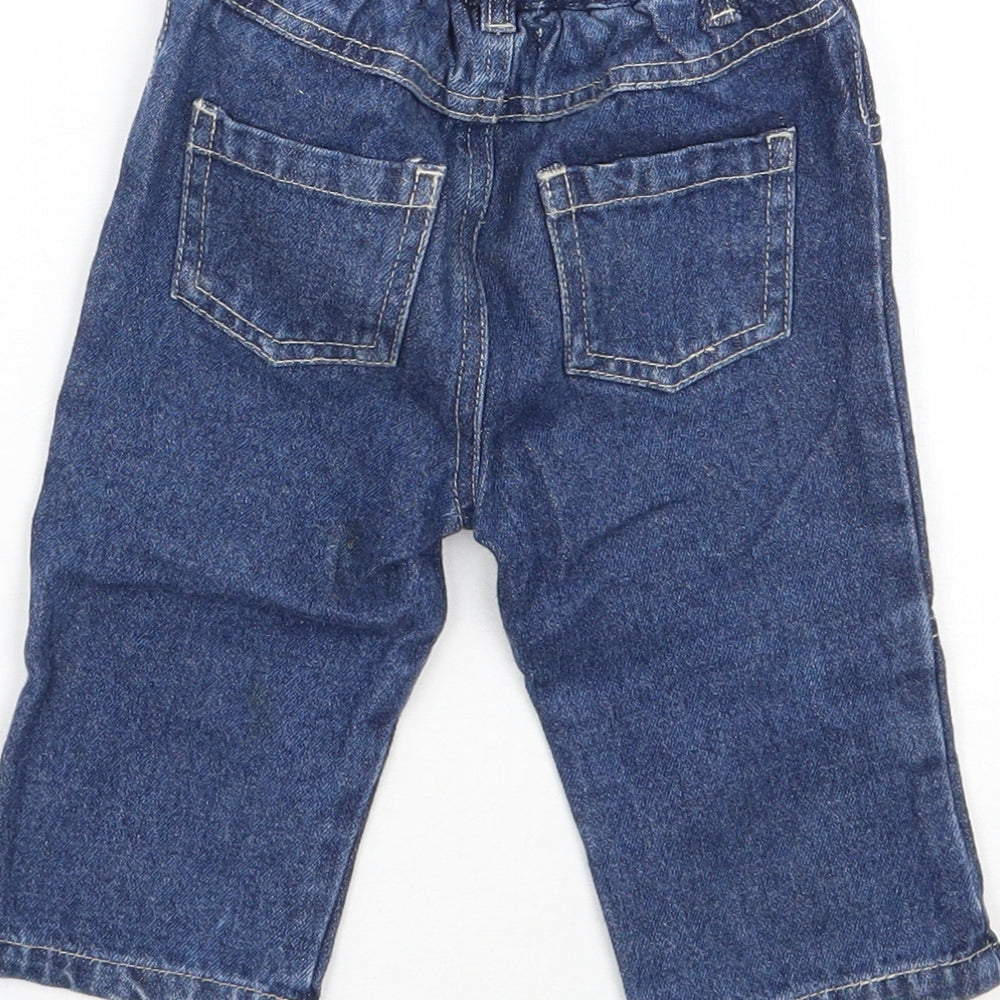 Brand and care label for Zip Zap Baby Blue Capri Jeans, size 3-6, Months