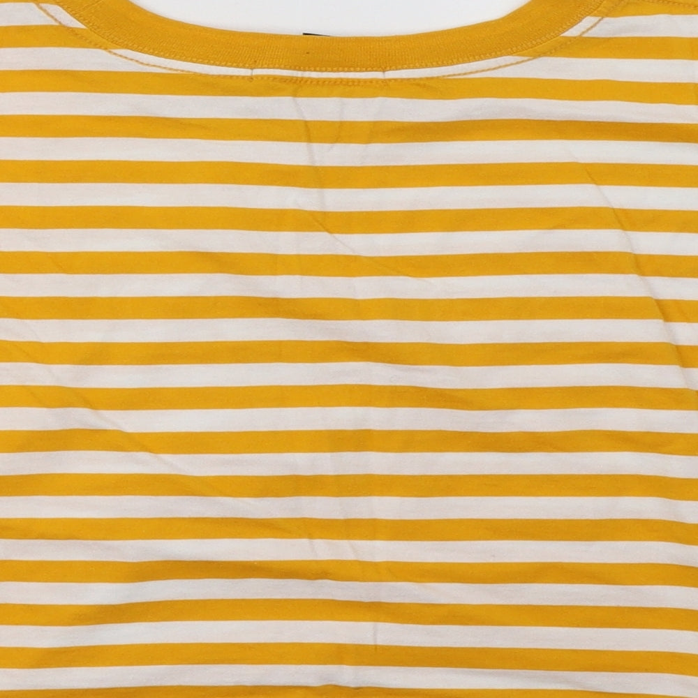 FOREVER 21 Womens Yellow Striped Cropped T-Shirt Size M