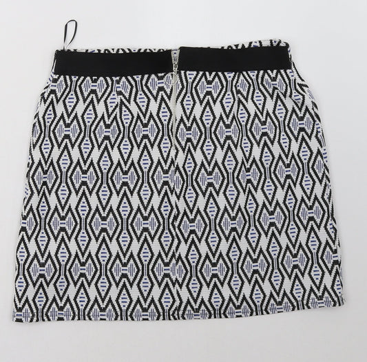 New Look Womens Blue Geometric A-Line Skirt Size 12