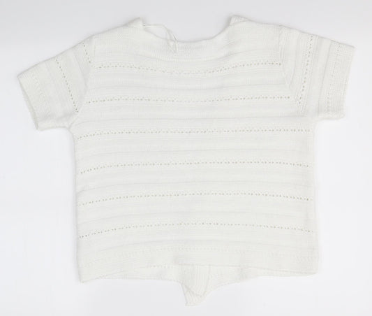 Isle Womens White Cardigan Jumper Size S