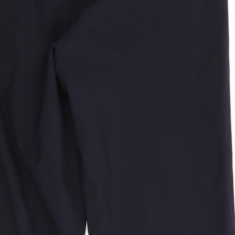Brand and care label for Dunnes men’s blue trousers, size 32, in, 28-inch leg