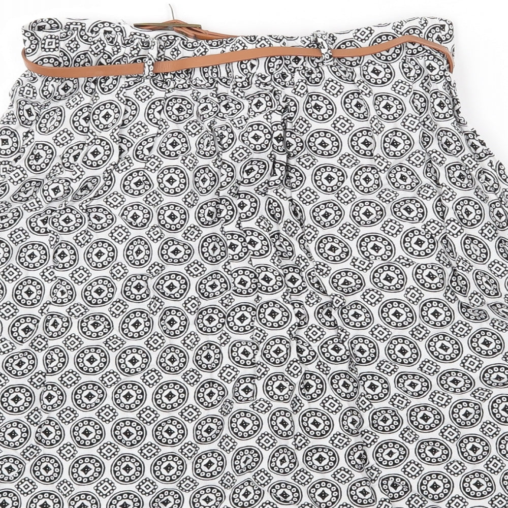 Brand and care label for Atmosphere women’s multicoloured geometric a-line skirt, size UK 6