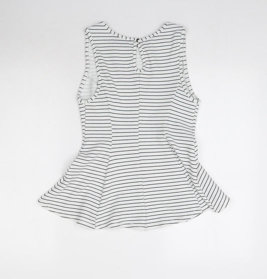 Atmosphere Womens White Striped Basic Blouse Size 10