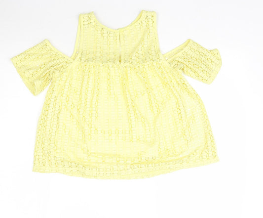 Womens UK Size 8 River Island Yellow Basic Blouse