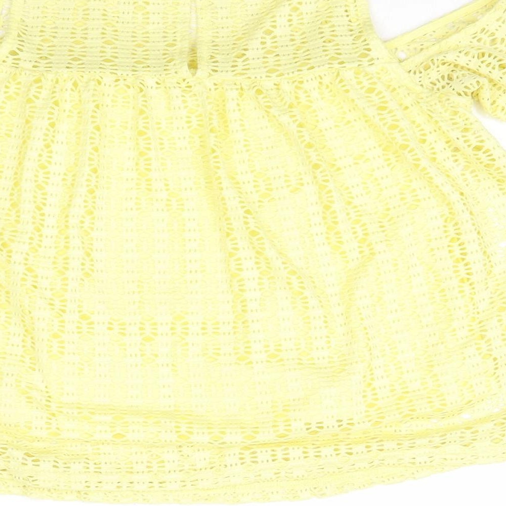 Womens UK Size 8 River Island Yellow Basic Blouse