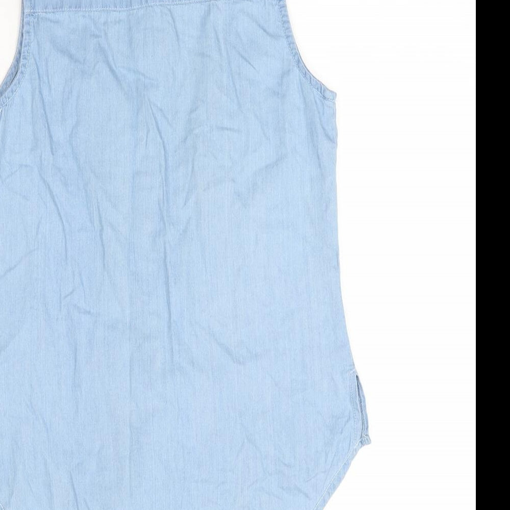 Denim Co. Womens Blue Denim Basic Button-Up Size 10