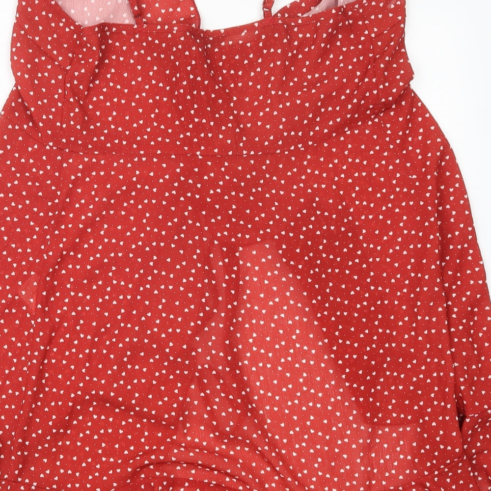 SheIn Womens Red Geometric Basic Blouse Size S