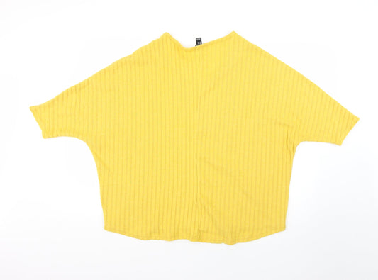 New Look Womens Yellow Striped Pullover Jumper Size M