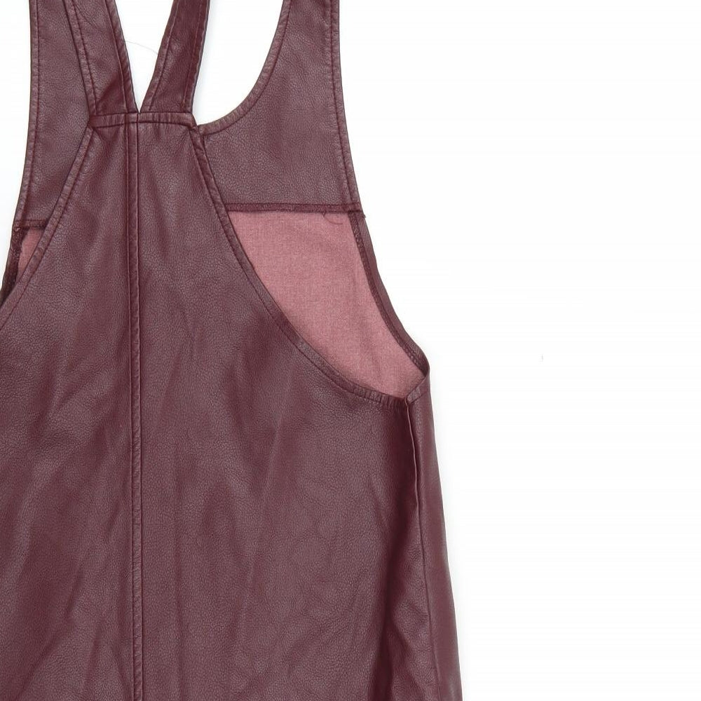 Brand and care label for Atmosphere women’s purple pinafore/dungaree dress, size UK 8