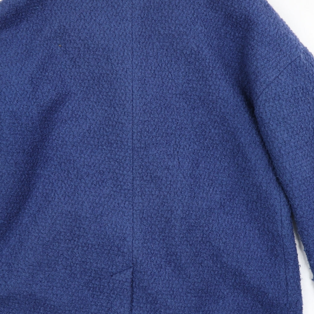 Brand and care label for Peacocks women’s blue overcoat coat, size UK 12