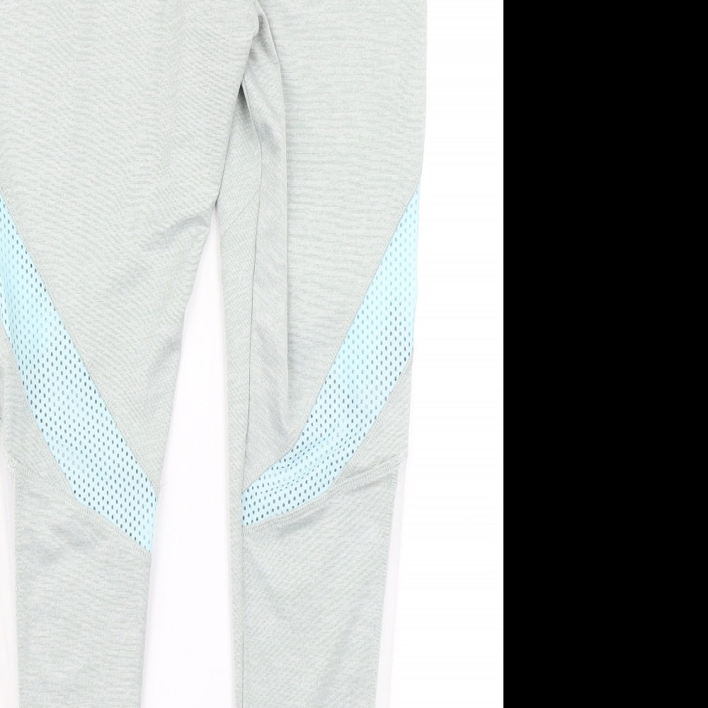 Workout Womens Blue Colourblock Compression Leggings Size L L26 in