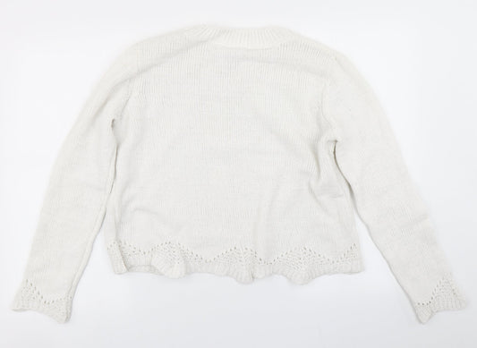 Primark Womens White Knit Pullover Jumper Size L