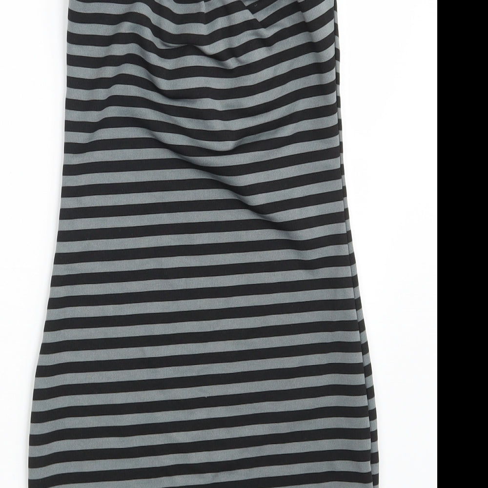 Boohoo Womens Grey Striped Fit & Flare Size 8