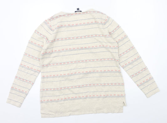 DASH Womens Beige Striped Knit Pullover Jumper Size 12