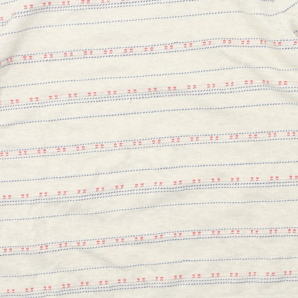 Brand and care label for Dash women’s beige striped knit jumper, size UK 12