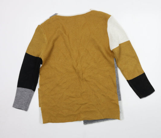 SheIn Womens Brown Geometric Knit Cardigan Jumper Size S