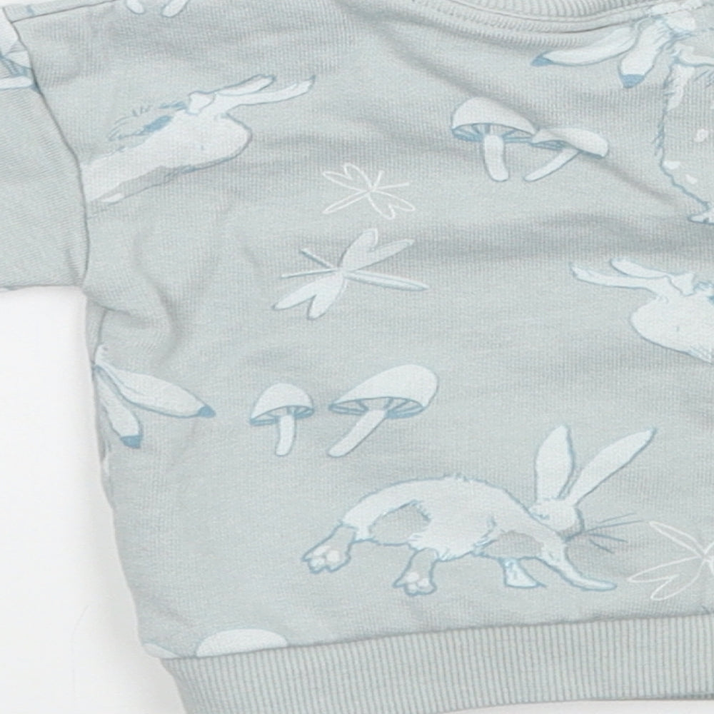 George Girls Blue Geometric Jersey Pullover Jumper Size 0-3 Months - Rabbit