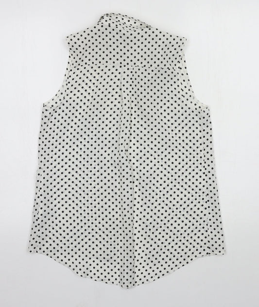 Womens UK Size 8 New Look White Basic Button-Up