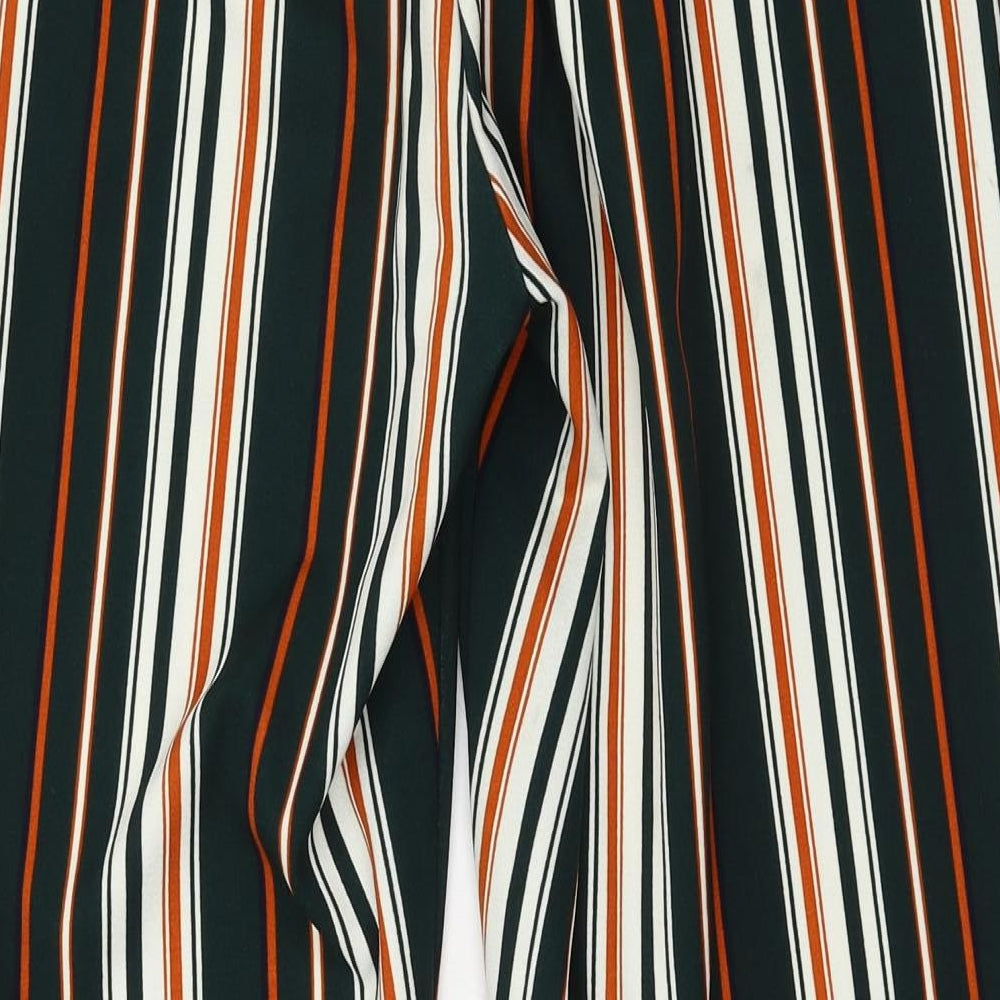 New Look Womens Green Striped Jersey Trousers Size 14 L25 in