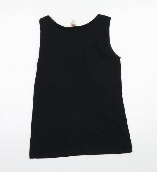 Womens UK Size S Fruit of the Loom Black Basic Tank
