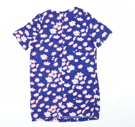 Glamorous Womens Blue Floral A-Line Size 12